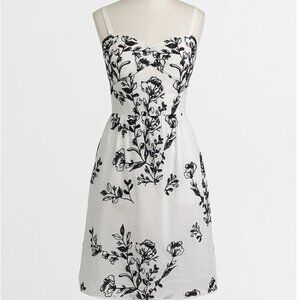JCrew Women's Embroidered Sundress Off-White & Black 4